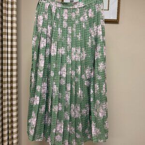 Sage & Pink Pleated Skirt